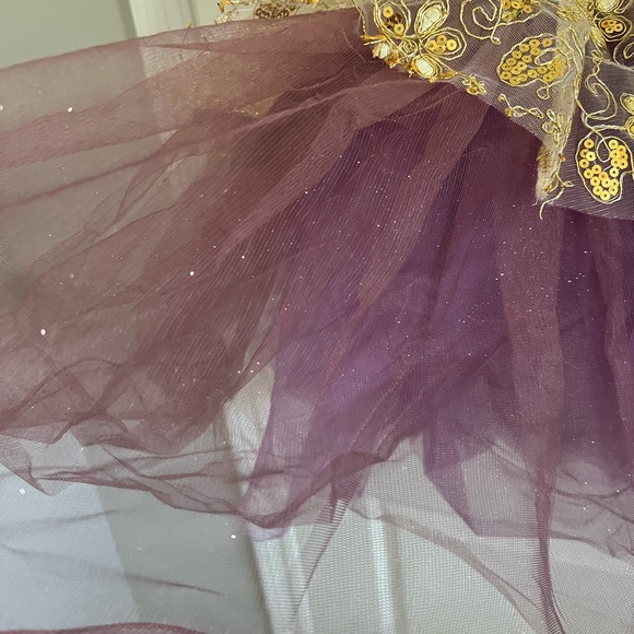Weissman Dance Costume Purple Tulle and Gold Overlay Size MC - Picture 7 of 16